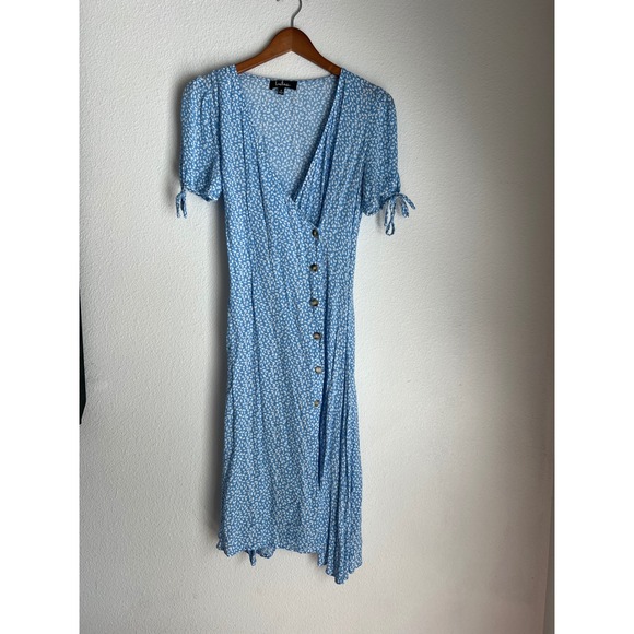 Lulus Dresses & Skirts - Lulus‎ Women's Midi Dress Blue White Floral Print Short Sleeve Casual